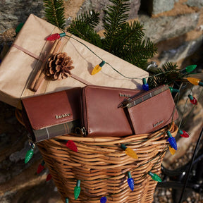 Barbour Laire French Purse in Brown & Classic Tartan