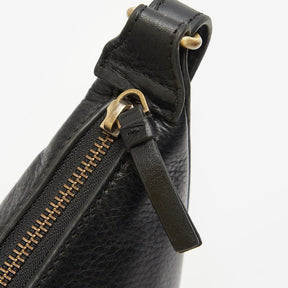 Barbour Laire Leather Half-Moon Bag in Black