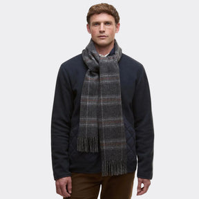 Barbour Marsden Reversible Lambswool Scarf in Grey and Navy