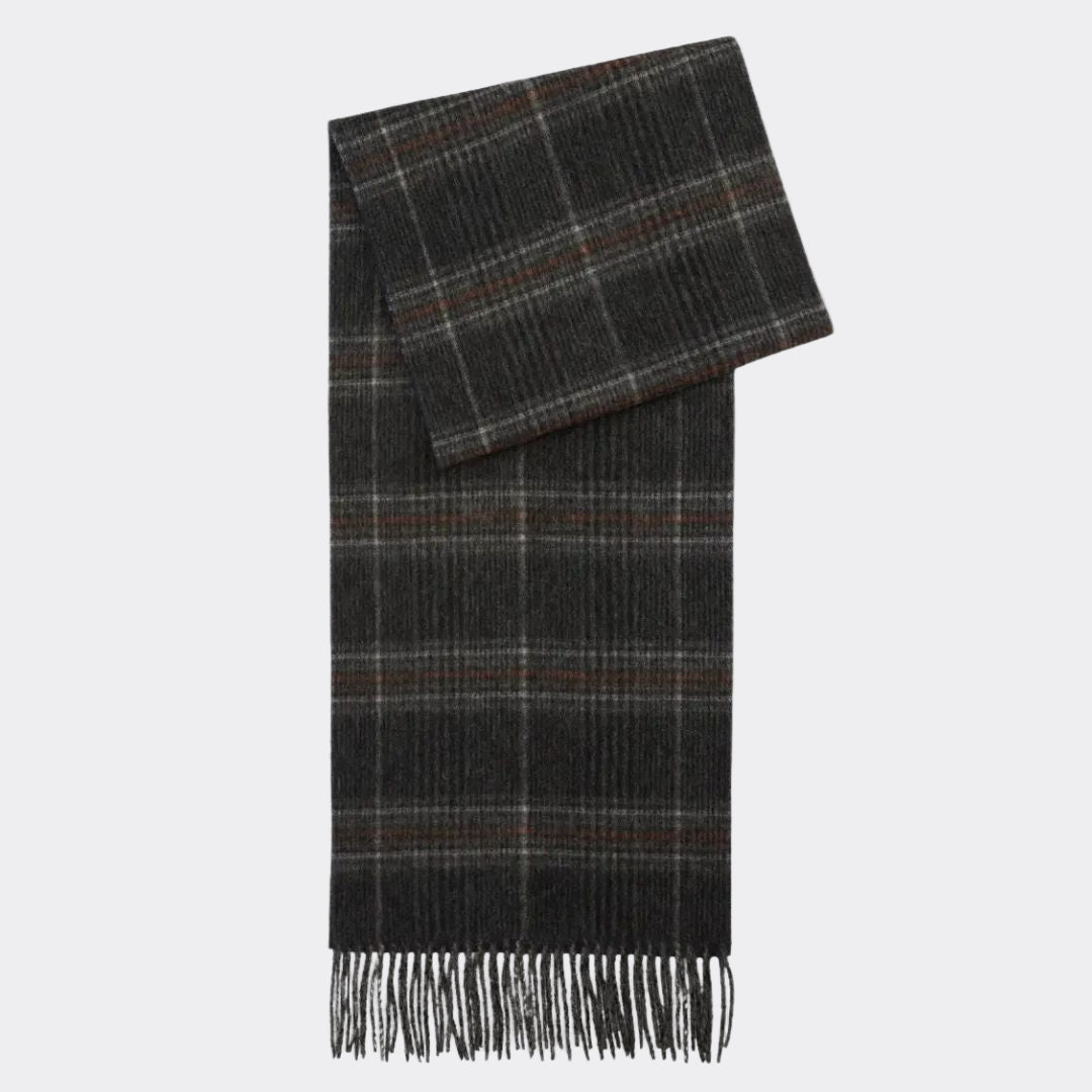 Barbour Marsden Reversible Lambswool Scarf in Grey and Navy