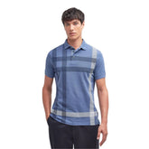 Barbour Men's Blaine Tartan Short-Sleeved Polo Shirt in Chambray