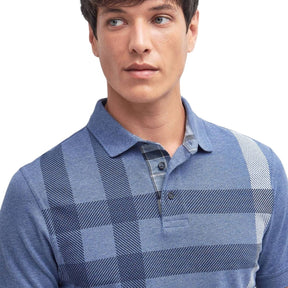 Barbour Men's Blaine Tartan Short-Sleeved Polo Shirt in Chambray