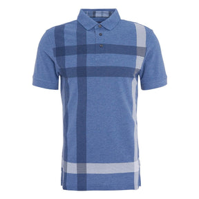 Barbour Men's Blaine Tartan Short-Sleeved Polo Shirt in Chambray