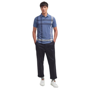 Barbour Men's Blaine Tartan Short-Sleeved Polo Shirt in Chambray