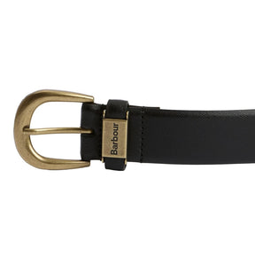 Barbour Men's Clyde Leather Belt in Saffiano Black