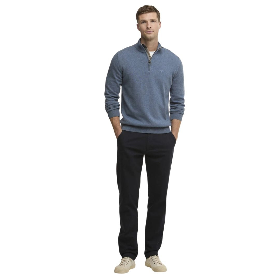 Barbour Men's Cotton Quarter-Zip Jumper in Dusk Blue