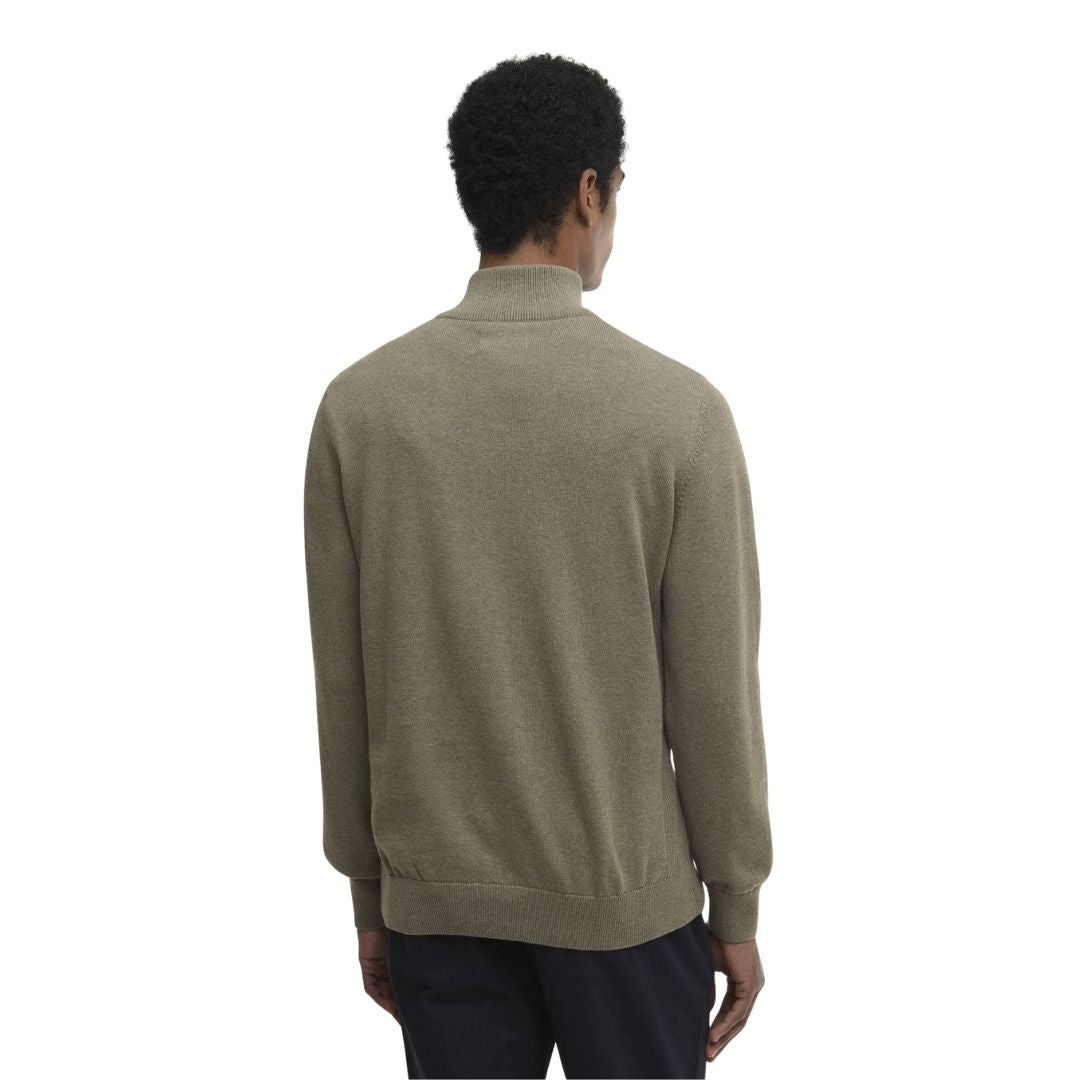 Barbour Men's Cotton Quarter-Zip Jumper in Smokey Olive