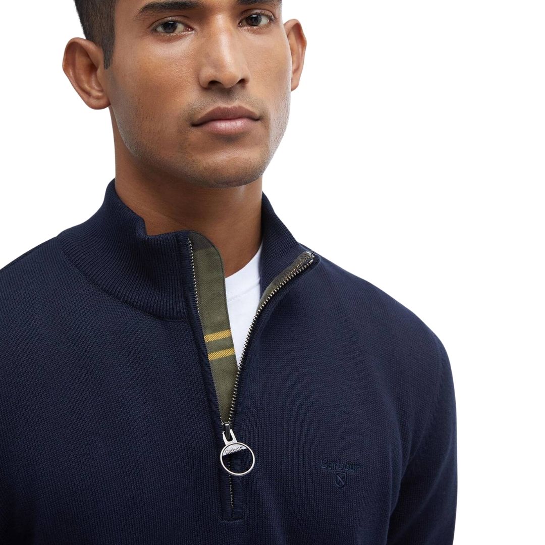 Barbour Men's Cotton Quarter-Zip Jumper in Classic Navy