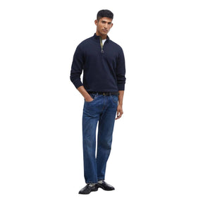 Barbour Men's Cotton Quarter-Zip Jumper in Classic Navy
