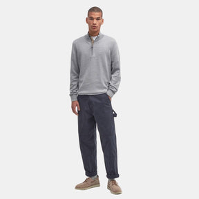Barbour Men's Cotton Quarter Zip Knit Jumper in Grey Marl