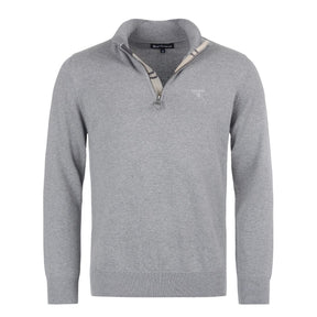 Barbour Men's Cotton Quarter Zip Knit Jumper in Grey Marl
