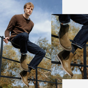 Barbour Men's Farsley Chelsea Boots in Khaki