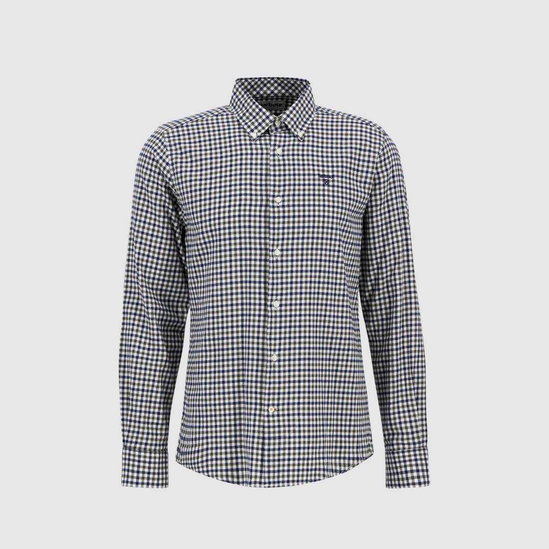 Barbour Men's Finkle Tailored Fit Gingham Shirt in Olive