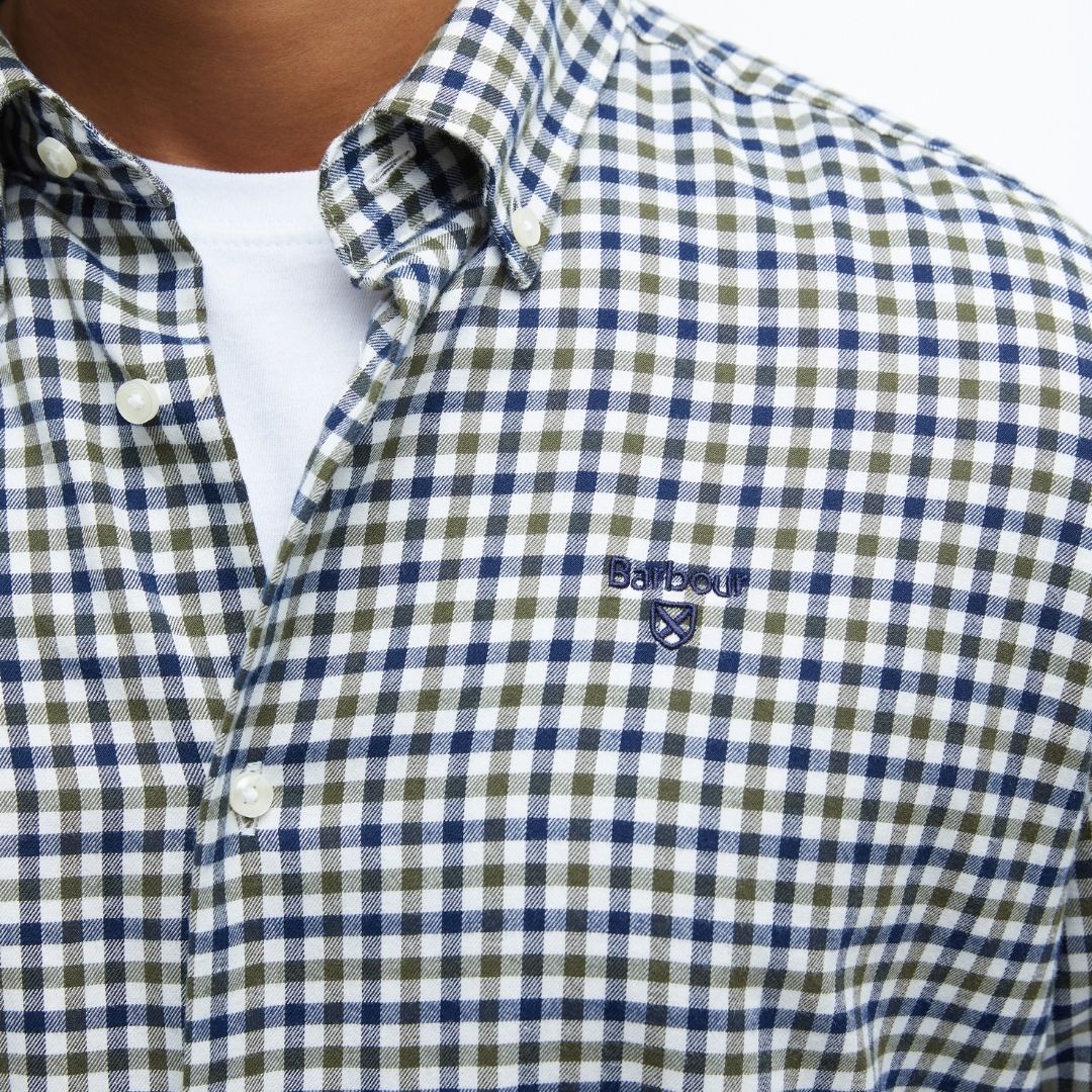 Barbour Men's Finkle Tailored Fit Gingham Shirt in Olive