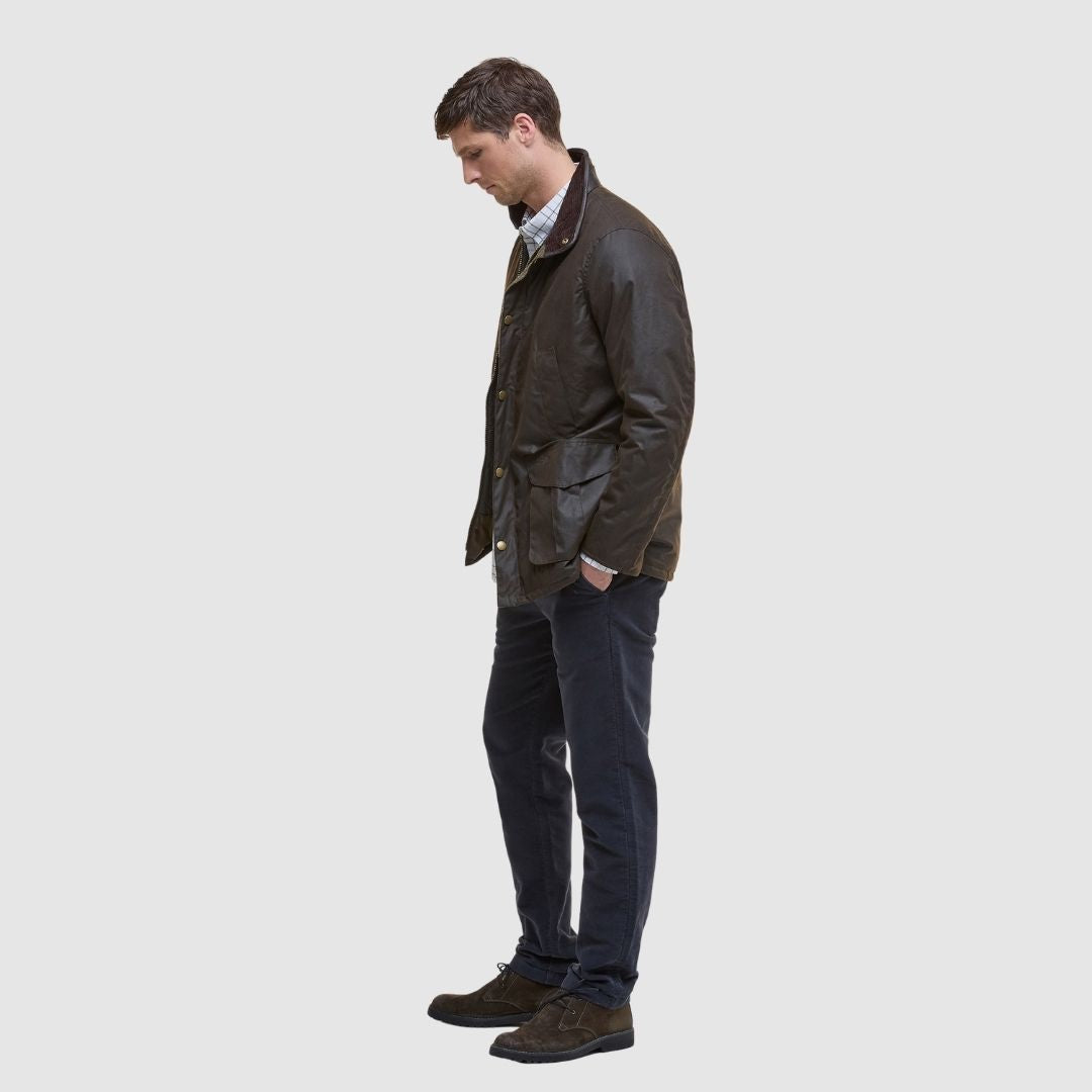 Barbour Men's Hereford Waxed Jacket in Olive