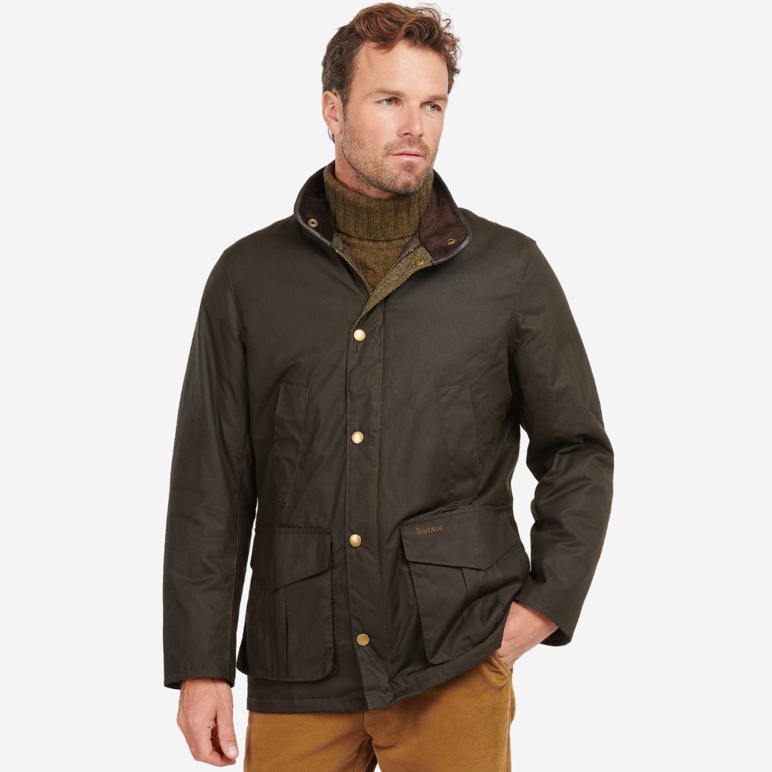 Barbour Men's Hereford Wax Jacket in Olive