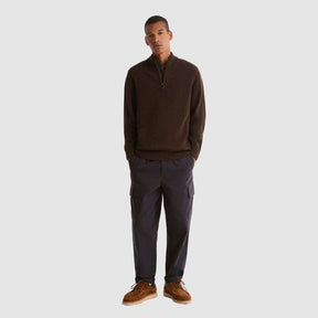 Barbour Men's Holden Half Zip Knit Jumper in Dark Oak
