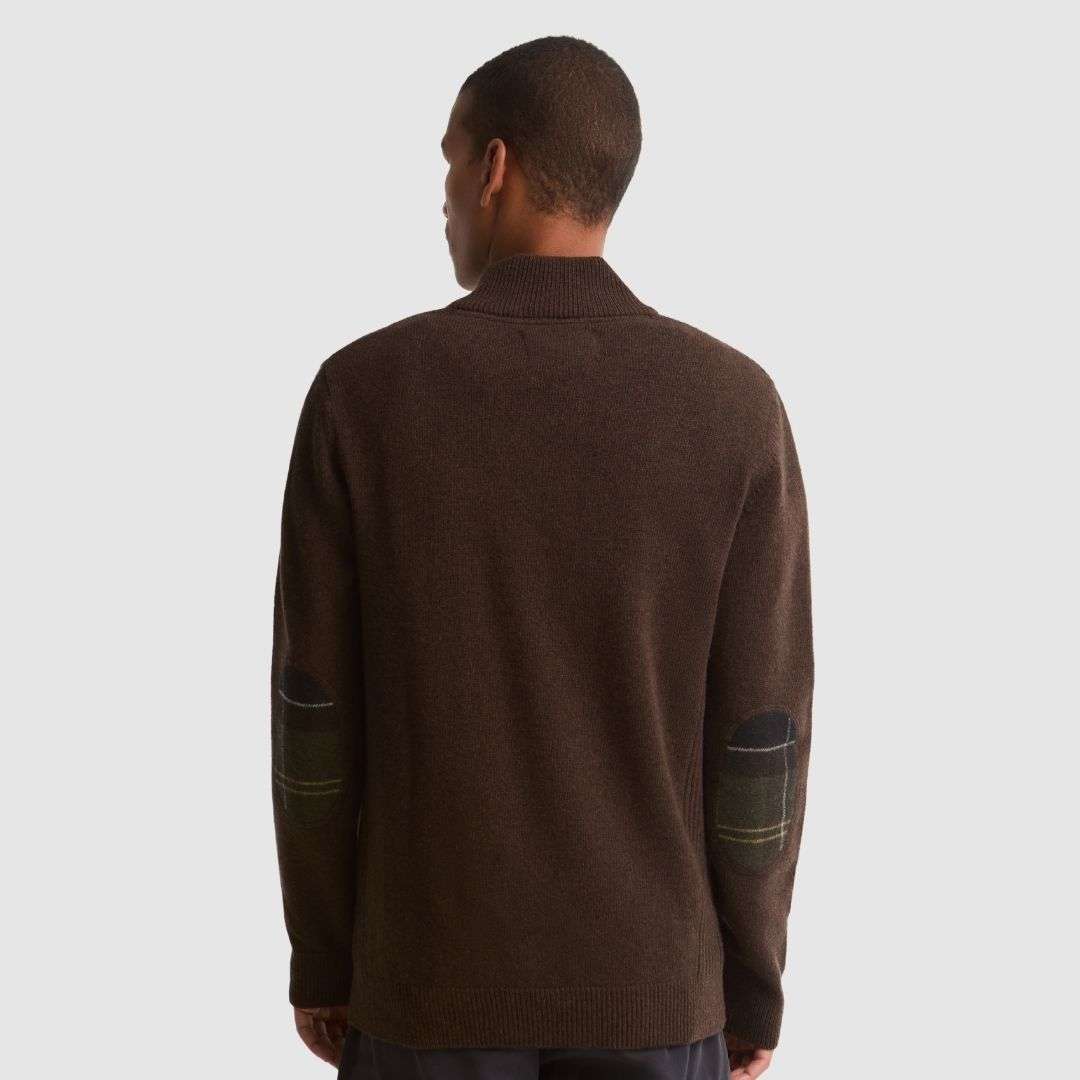 Barbour Men's Holden Half Zip Knit Jumper in Dark Oak