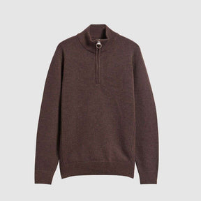 Barbour Men's Holden Half Zip Knit Jumper in Dark Oak