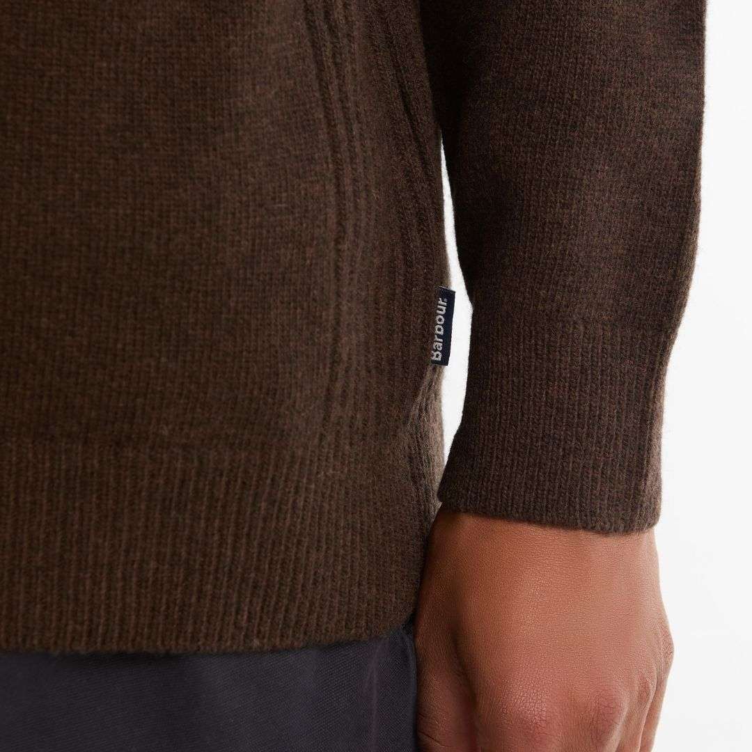 Barbour Men's Holden Half Zip Knit Jumper in Dark Oak