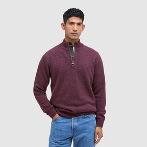 Barbour Men's Holden Half Zip Knit Jumper in Ruby Marl