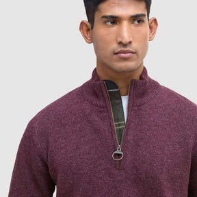 Barbour Men's Holden Half Zip Knit Jumper in Ruby Marl