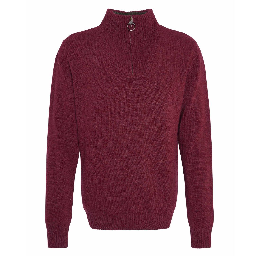 Barbour Men s Nelson Essential Half Zip Jumper in Port