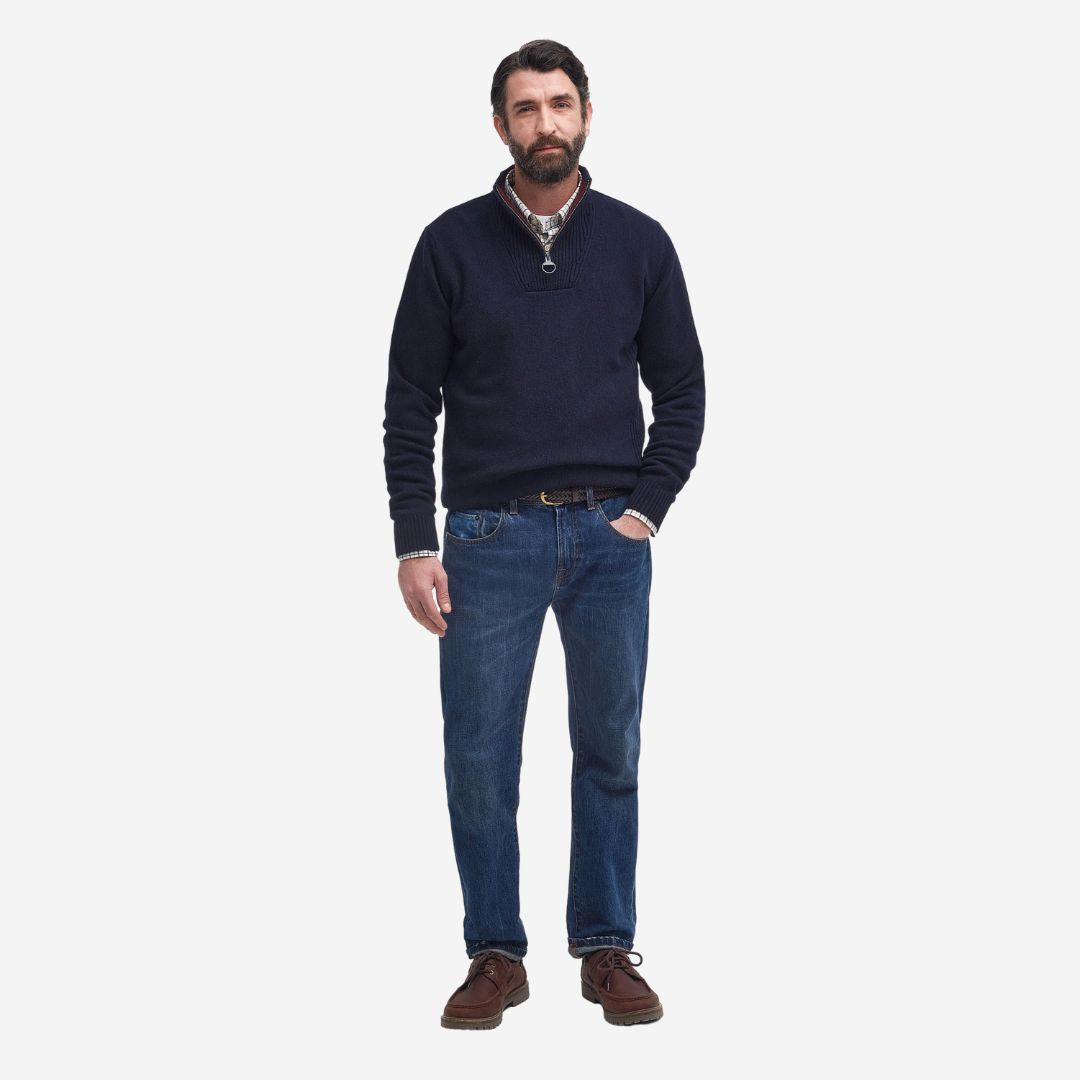Barbour Men s Nelson Essential Half Zip Jumper in Navy