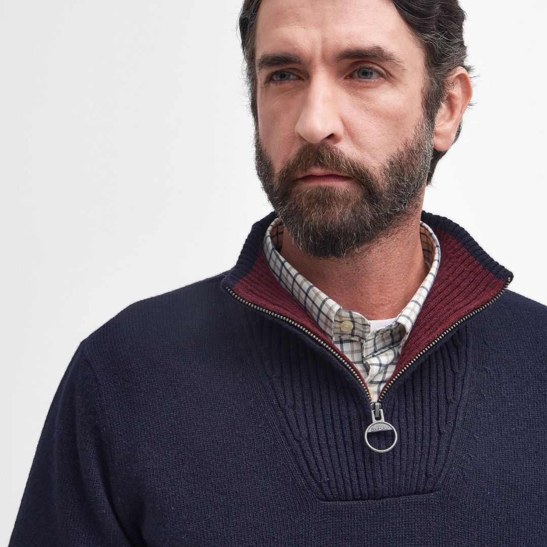 Barbour half zip jumper navy discount