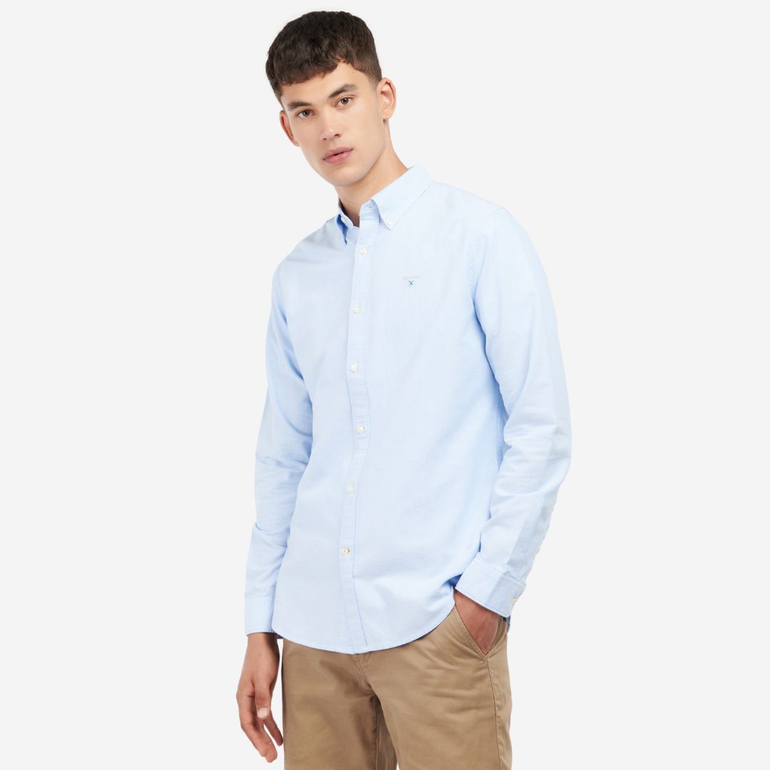 Barbour Men's Oxford Tailored Long-Sleeved Striped Shirt in Sky