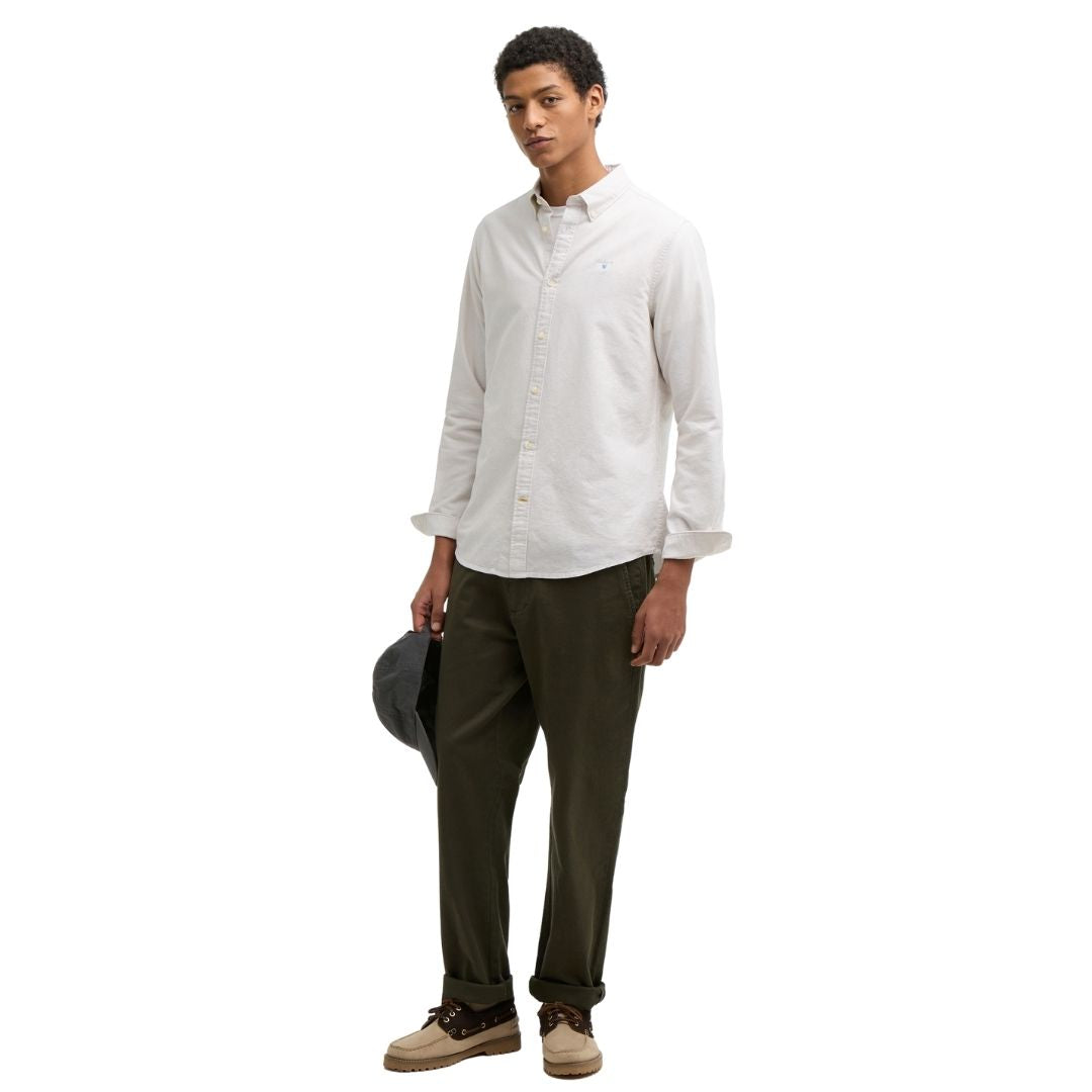 Barbour Men's Striped Oxford Tailored Long-Sleeved Shirt in Stone