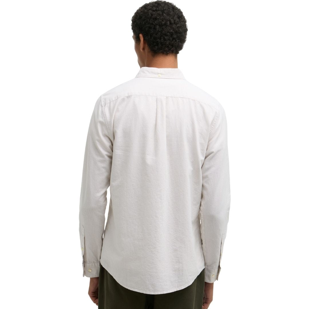 Barbour Men's Striped Oxford Tailored Long-Sleeved Shirt in Stone