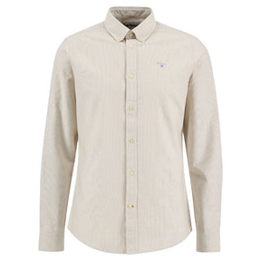 Barbour Men's Striped Oxford Tailored Long-Sleeved Shirt in Stone