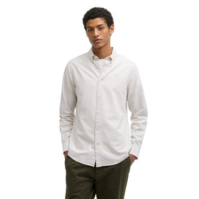 Barbour Men's Striped Oxford Tailored Long-Sleeved Shirt in Stone