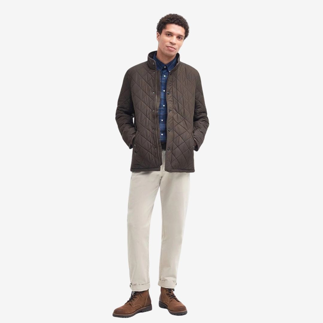 Barbour Men's Powell Quilted Jacket in Olive