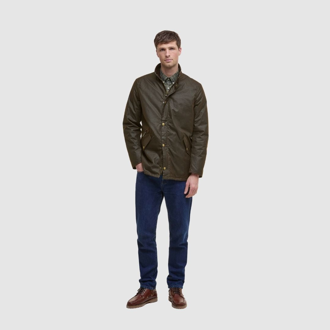 Barbour Men's Prestbury Waxed Jacket in Olive