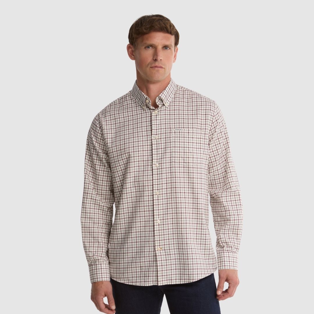 Barbour Men's Preston Tattersall Shirt in Dark Bordeaux