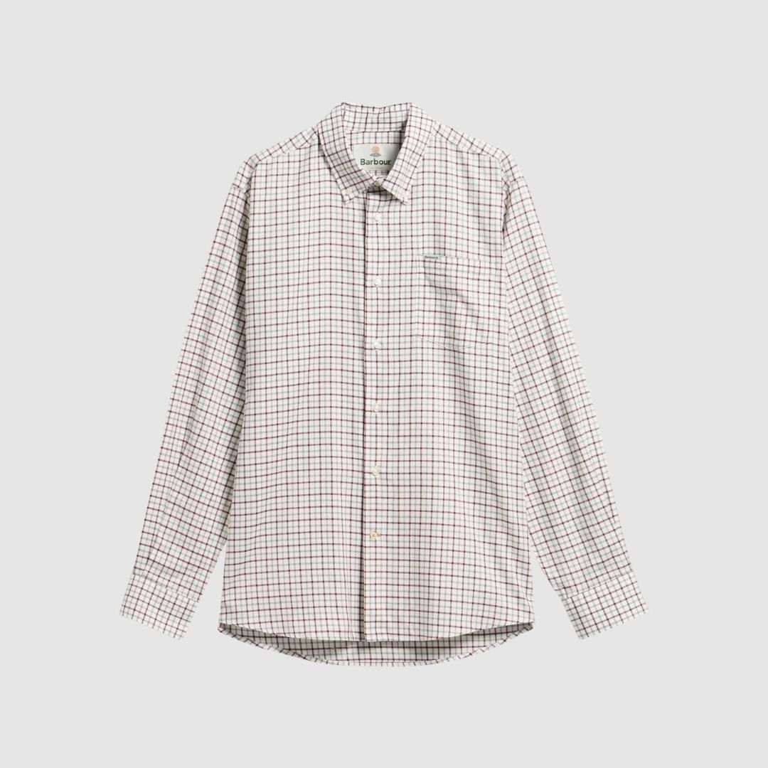 Barbour Men's Preston Tattersall Shirt in Dark Bordeaux