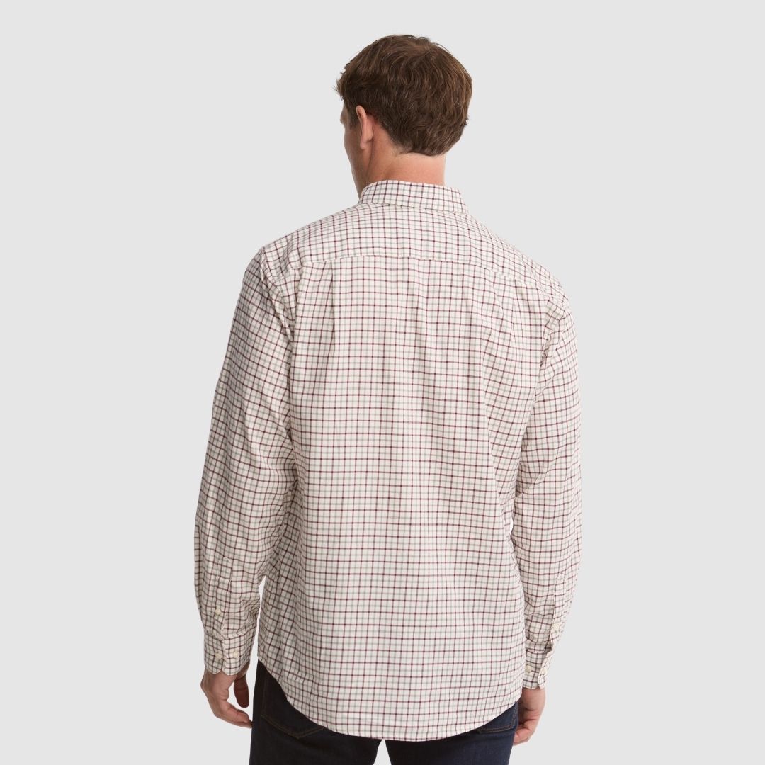 Barbour Men's Preston Tattersall Shirt in Dark Bordeaux