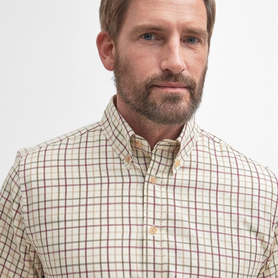 Barbour Men's Sport Tattersall Shirt in Red/Khaki
