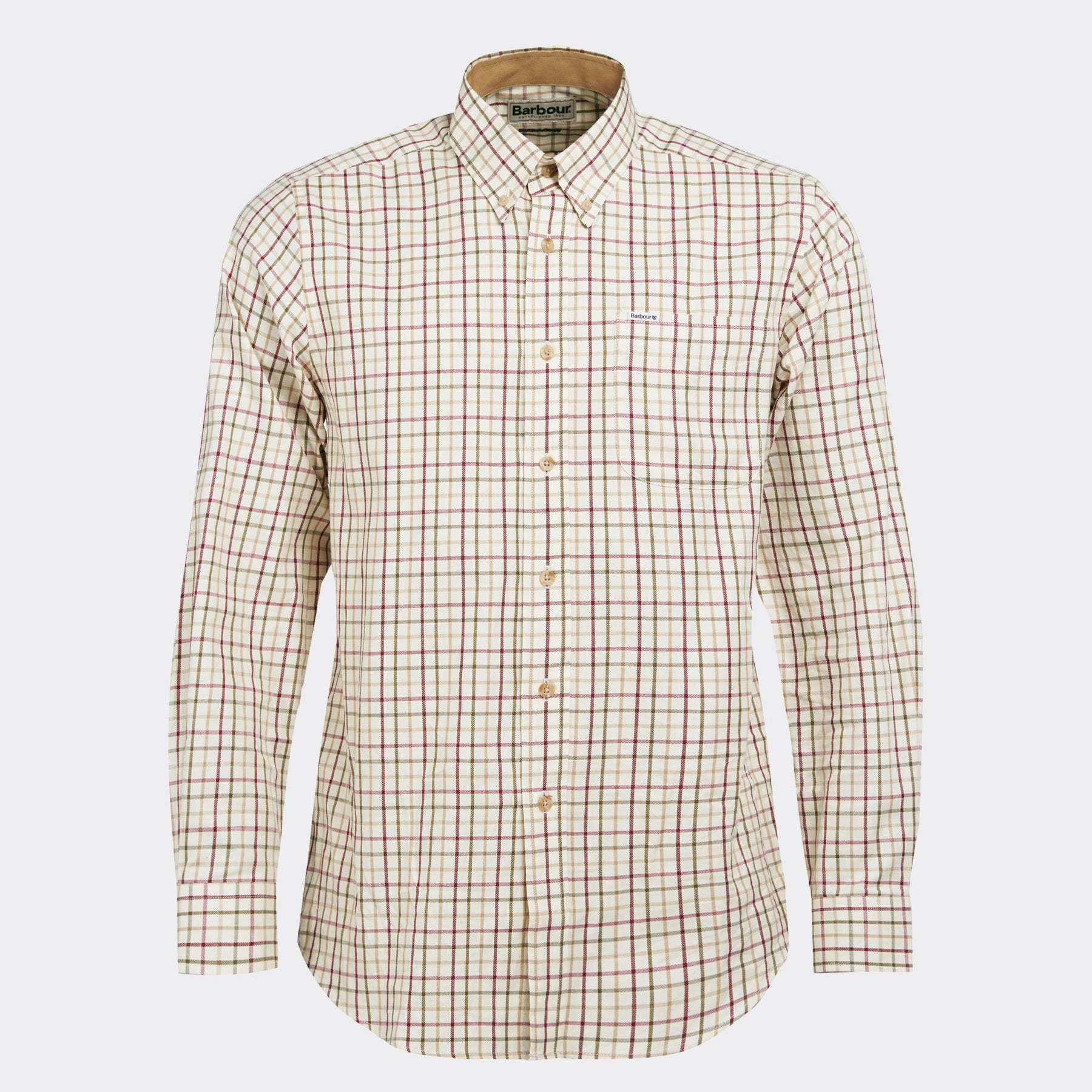 Barbour Men's Sporting Tattersall Regular Long-Sleeved Shirt in Red & Khaki