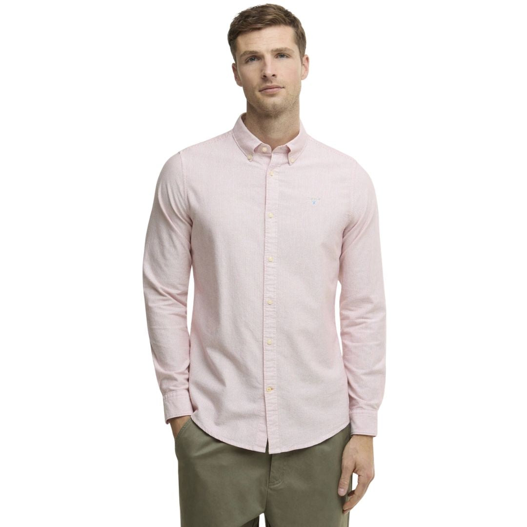 Barbour Men's Striped Oxtown Oxford Tailored Shirt in Red