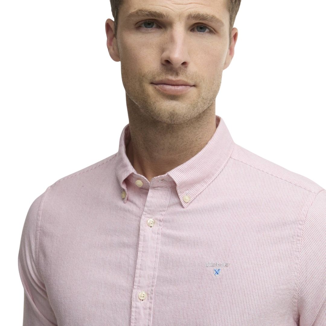 Barbour Men's Striped Oxtown Oxford Tailored Shirt in Red