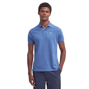 Barbour Men's Tartan Pique Polo Shirt in Dark Chambray Marl