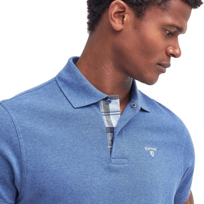 Barbour Men's Tartan Pique Polo Shirt in Dark Chambray Marl