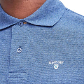 Barbour Men's Tartan Pique Polo Shirt in Dark Chambray Marl