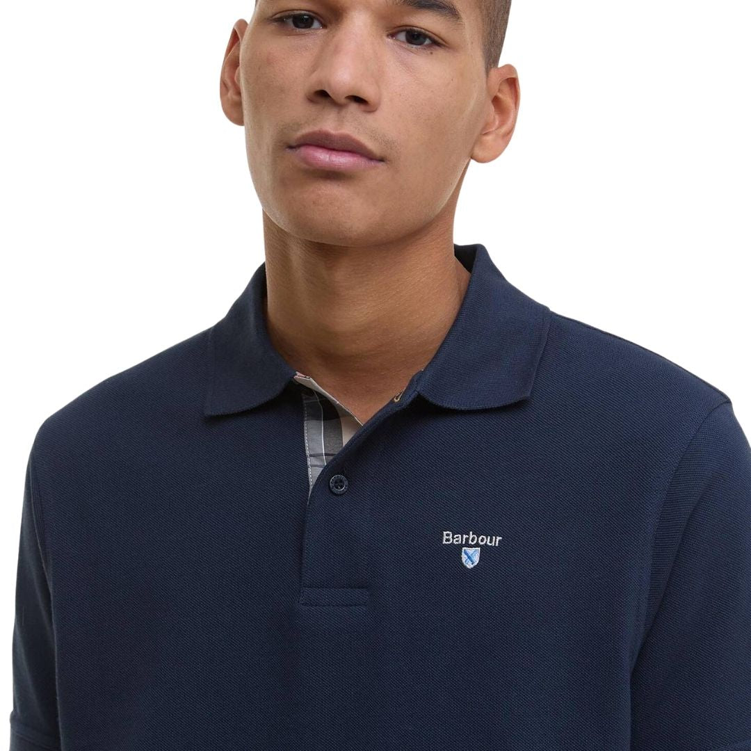 Barbour Men's Tartan Pique Polo Shirt in New Navy