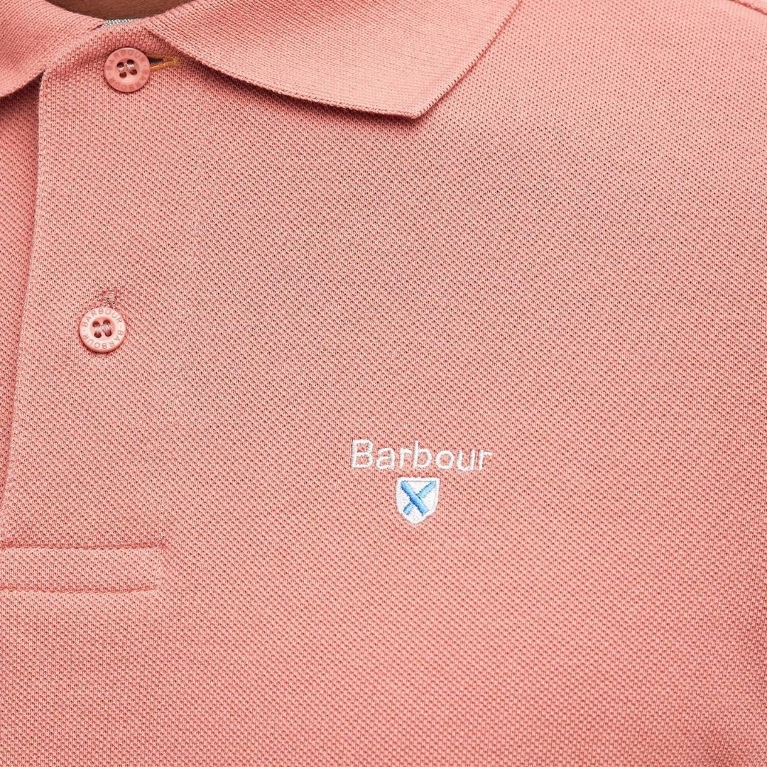 Barbour Men's Tartan Pique Polo Shirt in Pink Clay