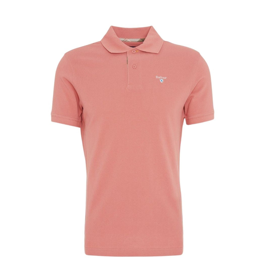 Barbour Men's Tartan Pique Polo Shirt in Pink Clay
