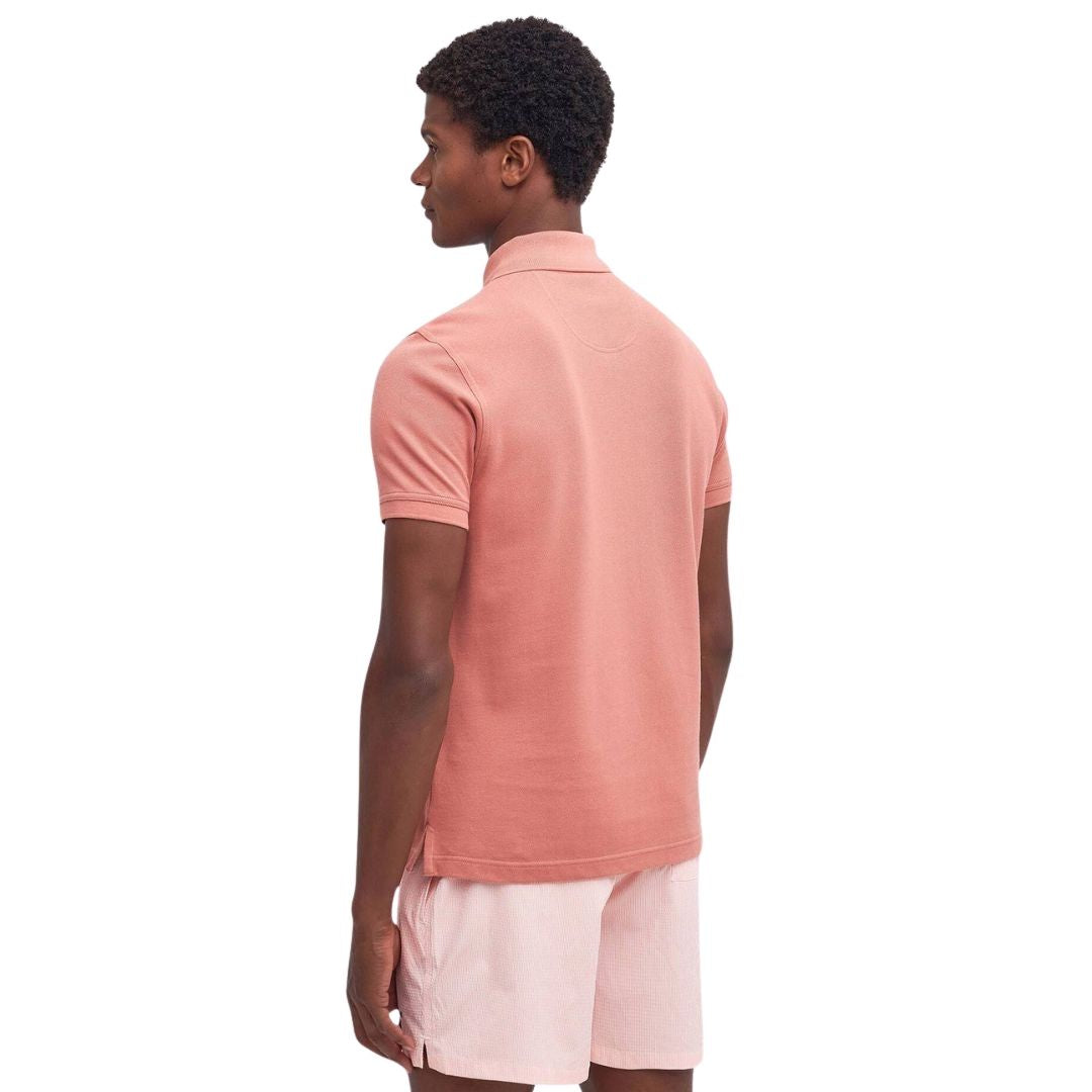 Barbour Men's Tartan Pique Polo Shirt in Pink Clay